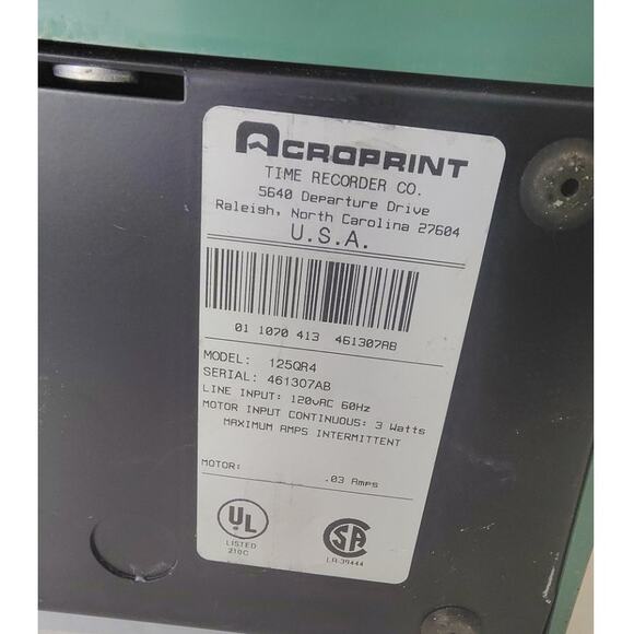 Acroprint Time CLock Recorder 150QR4 Vintage Green Automatic Cleaned And Tested - Picture 6 of 8